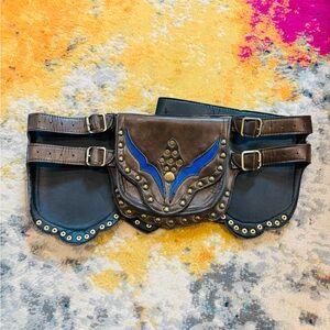Faux Leather Studded Boho Festival Utility Belt Hip Bag